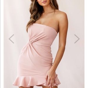 Light pink strapless dress! ONLY WORN ONCE! Still in great condition